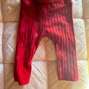 Kate Quinn baby pants red ribbed with pink polka dots 0-3 months